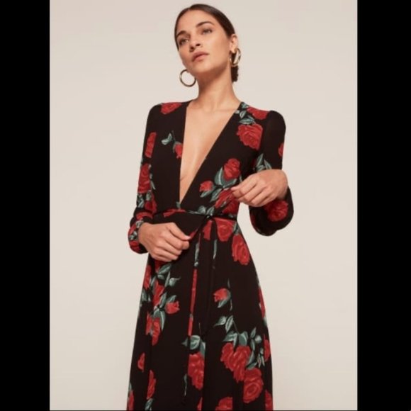 Reformation Milan Hera Carnation Maxi Wrap Dress - Picture 4 of 15